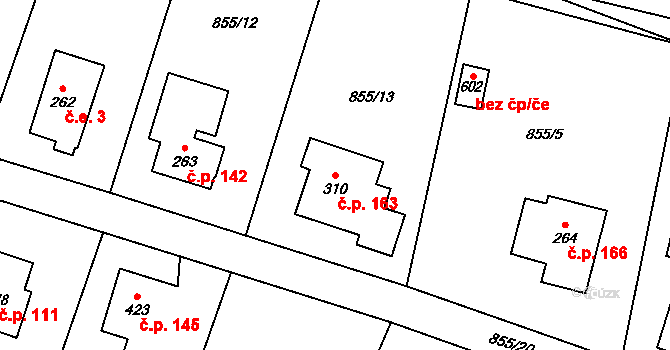 Pecerady 163, Týnec nad Sázavou na parcele st. 310 v KÚ Pecerady, Katastrální mapa