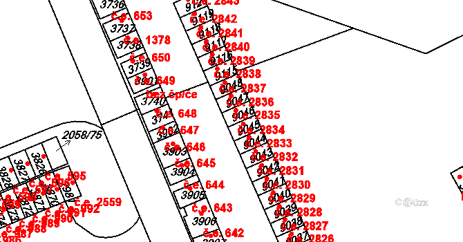 Hodonín 2834 na parcele st. 9046 v KÚ Hodonín, Katastrální mapa