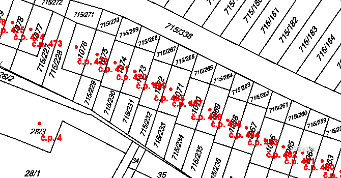Výškovice 467, Ostrava na parcele st. 1071 v KÚ Výškovice u Ostravy, Katastrální mapa