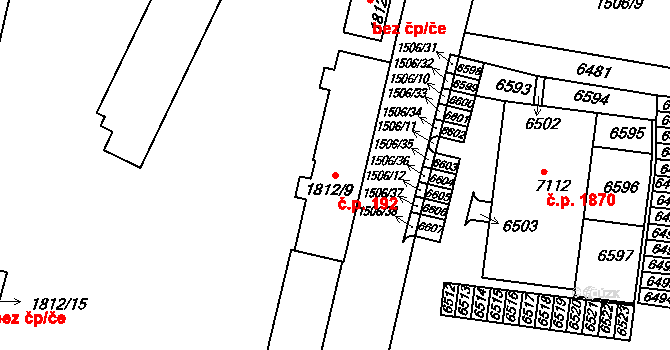 Beroun-Město 192, Beroun na parcele st. 1812/9 v KÚ Beroun, Katastrální mapa