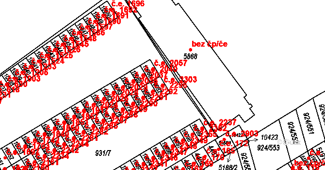 Hodonín 2303 na parcele st. 10082 v KÚ Hodonín, Katastrální mapa