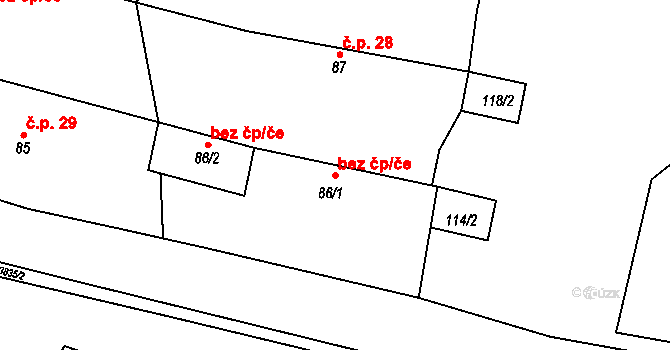 Řevničov 38235421 na parcele st. 85 v KÚ Řevničov, Katastrální mapa