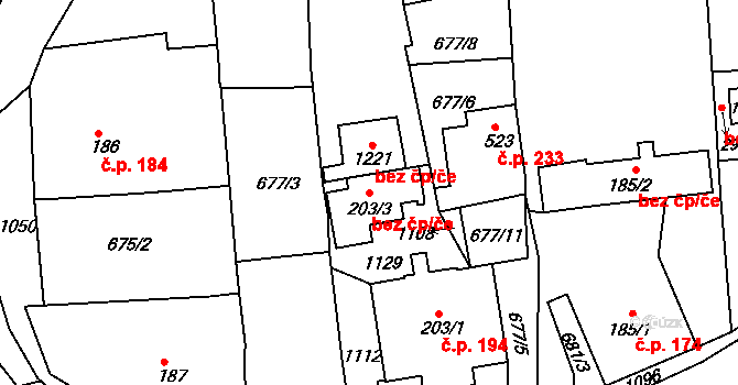 Krupka 39103421 na parcele st. 203/3 v KÚ Bohosudov, Katastrální mapa