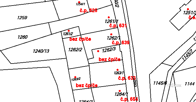 Rousínov 39719421 na parcele st. 1262/3 v KÚ Rousínov u Vyškova, Katastrální mapa