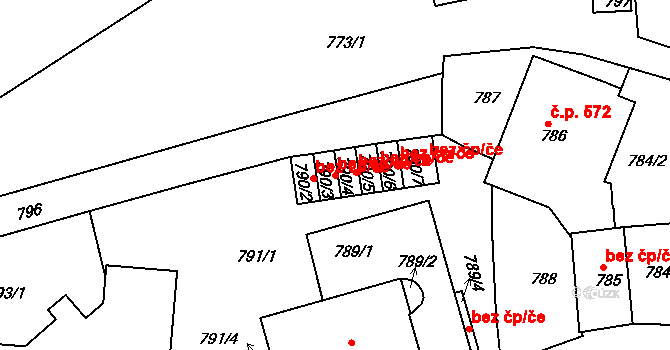 Jemnice 40169421 na parcele st. 790/3 v KÚ Jemnice, Katastrální mapa