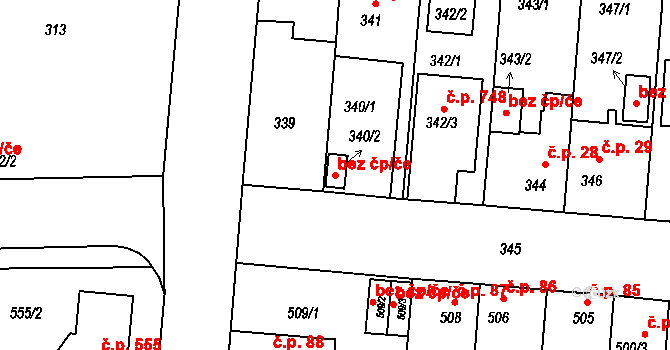 České Budějovice 40514421 na parcele st. 340/2 v KÚ České Budějovice 4, Katastrální mapa