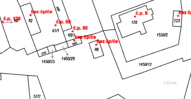 Liběšice 40592421 na parcele st. 68 v KÚ Liběšice u Žatce, Katastrální mapa