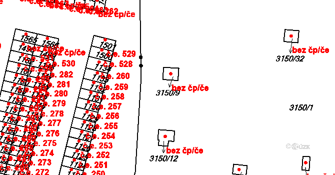 Teplice 41564421 na parcele st. 3150/9 v KÚ Teplice, Katastrální mapa