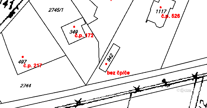 Písek 41645421 na parcele st. 942 v KÚ Písek u Jablunkova, Katastrální mapa