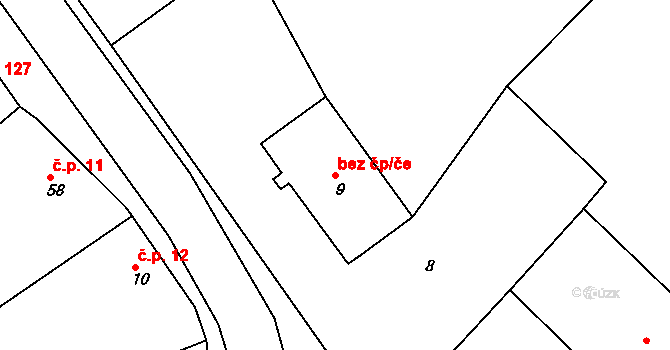 Mořice 42102421 na parcele st. 9 v KÚ Mořice, Katastrální mapa