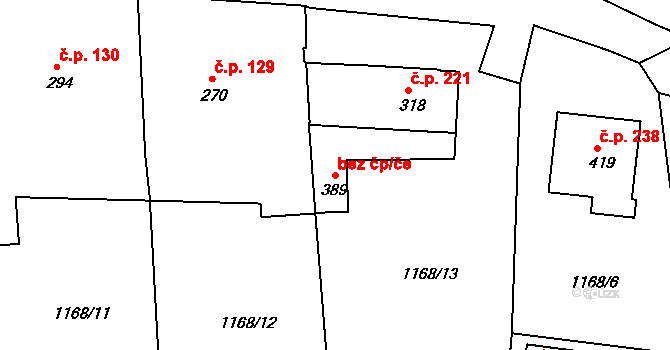 Lnáře 43303421 na parcele st. 389 v KÚ Lnáře, Katastrální mapa