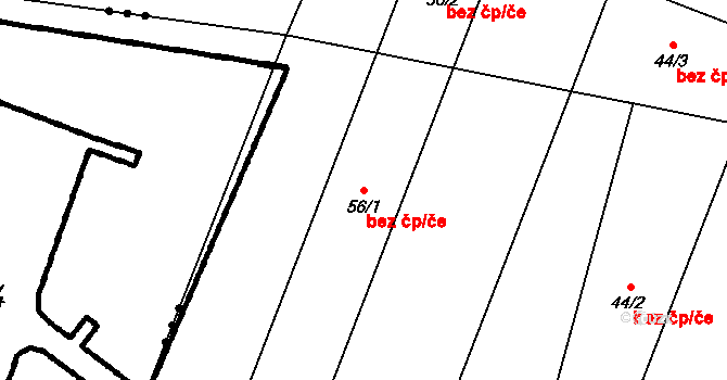 Bolešiny 43569421 na parcele st. 56/1 v KÚ Kroměždice, Katastrální mapa