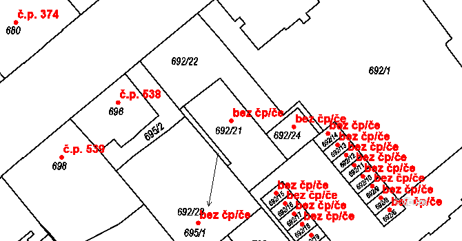 Týniště nad Orlicí 44275421 na parcele st. 692/21 v KÚ Týniště nad Orlicí, Katastrální mapa