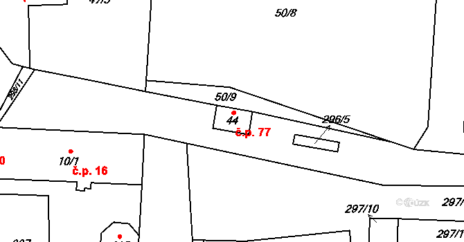Zborná 77, Jihlava na parcele st. 44 v KÚ Zborná, Katastrální mapa