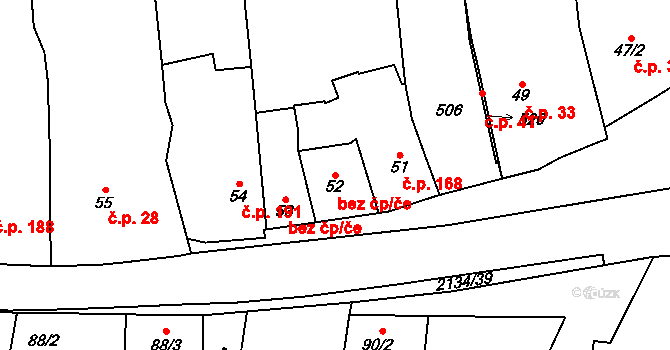 Žeravice 44576421 na parcele st. 52 v KÚ Žeravice u Kyjova, Katastrální mapa