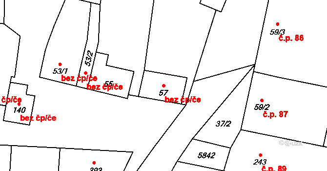 Jamolice 44611421 na parcele st. 57 v KÚ Jamolice, Katastrální mapa