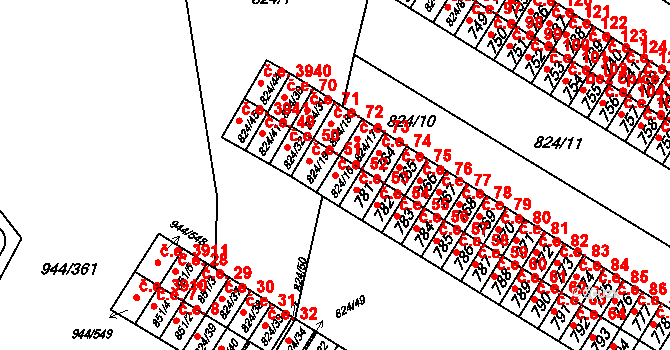 Šumbark 52, Havířov na parcele st. 824/16 v KÚ Šumbark, Katastrální mapa