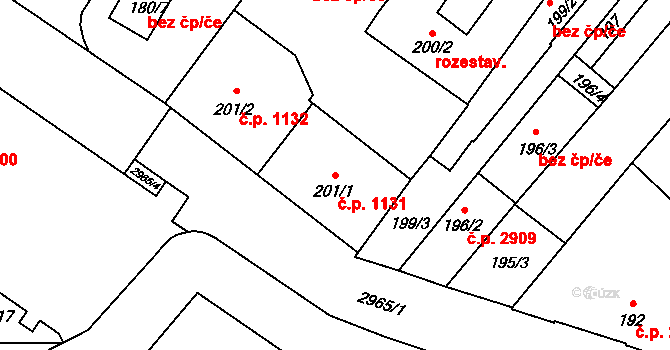 Předměstí 1131, Opava na parcele st. 201/1 v KÚ Opava-Předměstí, Katastrální mapa