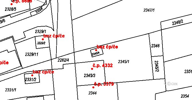 Chomutov 45033421 na parcele st. 2345/4 v KÚ Chomutov II, Katastrální mapa