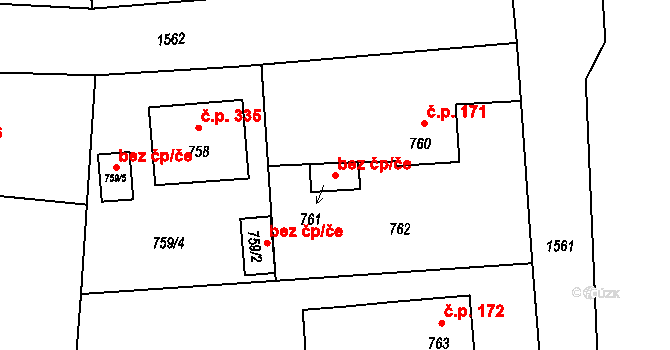 Hnojník 46442421 na parcele st. 761 v KÚ Hnojník, Katastrální mapa