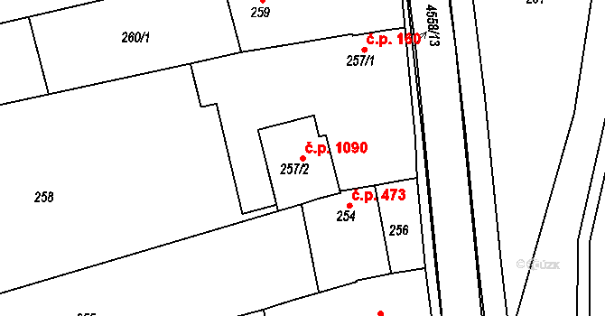 Vlčnov 1090 na parcele st. 257/2 v KÚ Vlčnov, Katastrální mapa
