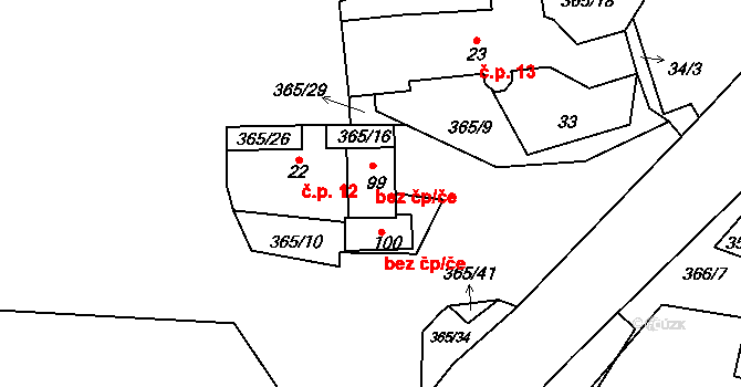 Žatec 47058421 na parcele st. 99 v KÚ Radíčeves, Katastrální mapa