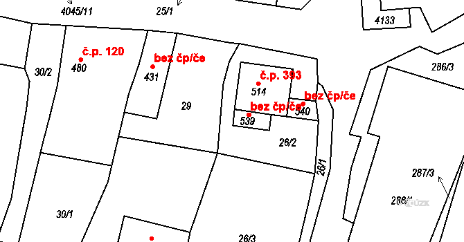 Boleradice 47226421 na parcele st. 539 v KÚ Boleradice, Katastrální mapa