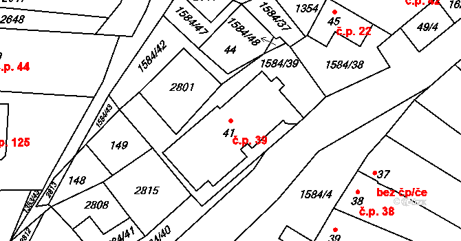 Lhotka 39, Hradčovice na parcele st. 41 v KÚ Lhotka u Hradčovic, Katastrální mapa