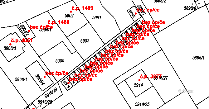 Mělník 49561421 na parcele st. 5916/9 v KÚ Mělník, Katastrální mapa