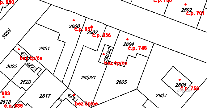 Čelákovice 50043421 na parcele st. 2603/2 v KÚ Čelákovice, Katastrální mapa