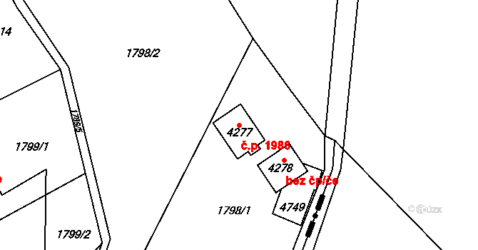 Frenštát pod Radhoštěm 1986 na parcele st. 4277 v KÚ Frenštát pod Radhoštěm, Katastrální mapa