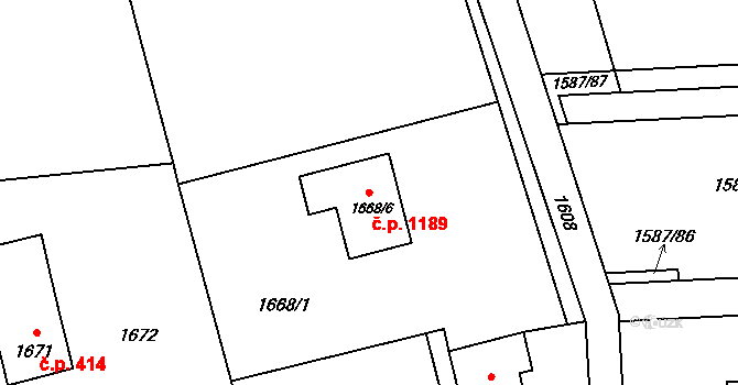 Vendryně 1189 na parcele st. 1668/6 v KÚ Vendryně, Katastrální mapa