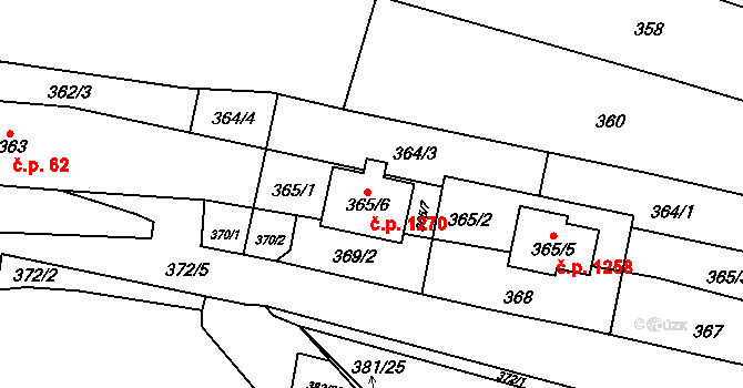 Svatobořice 1270, Svatobořice-Mistřín na parcele st. 365/6 v KÚ Svatobořice, Katastrální mapa