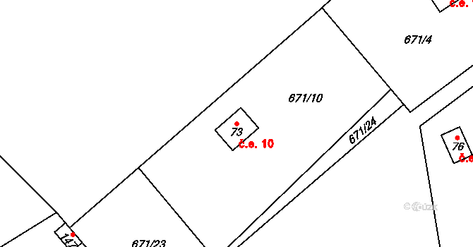Malá Lečice 10, Bojanovice na parcele st. 73 v KÚ Malá Lečice, Katastrální mapa