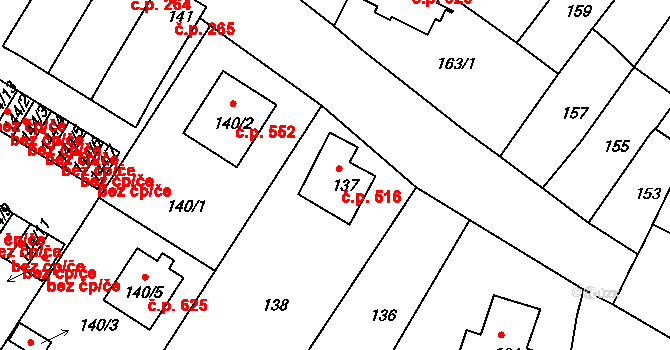 Veselí nad Lužnicí I 516, Veselí nad Lužnicí na parcele st. 137 v KÚ Veselí nad Lužnicí, Katastrální mapa