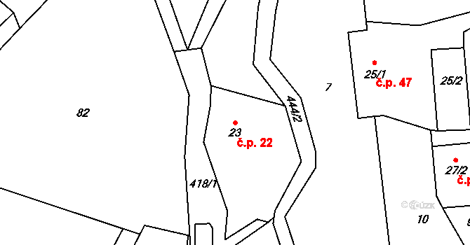 Dobříkov 22, Kdyně na parcele st. 23 v KÚ Dobříkov na Šumavě, Katastrální mapa