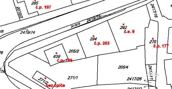 Klenčí pod Čerchovem 203 na parcele st. 294 v KÚ Klenčí pod Čerchovem, Katastrální mapa
