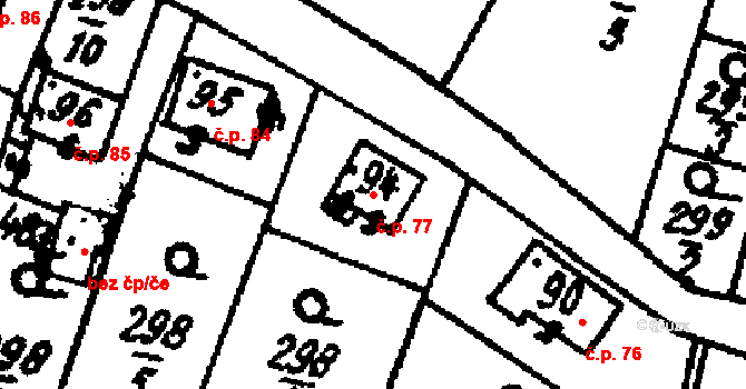 Velichovky 77 na parcele st. 94 v KÚ Velichovky, Katastrální mapa