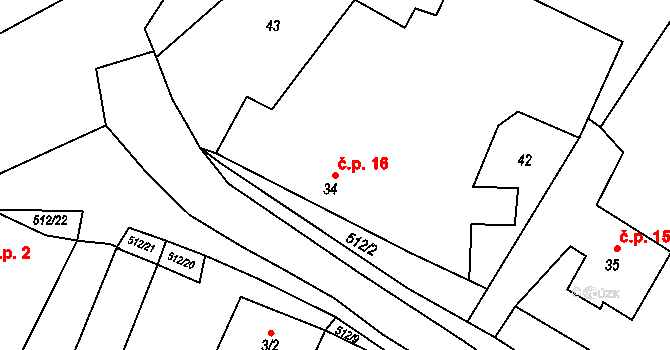 Mnětice 16, Pardubice na parcele st. 34 v KÚ Mnětice, Katastrální mapa