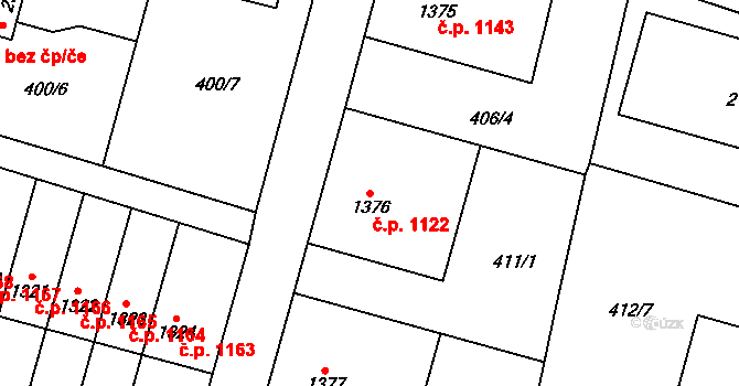 Přelouč 1122 na parcele st. 1376 v KÚ Přelouč, Katastrální mapa