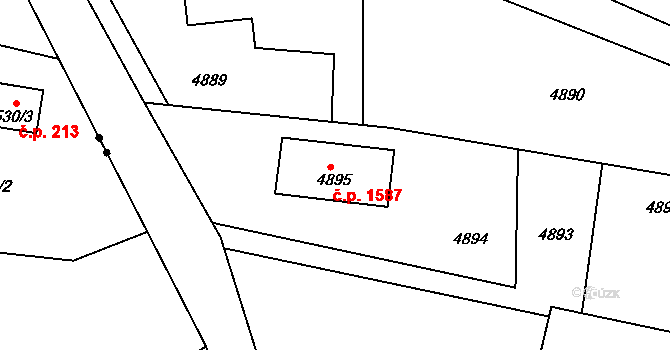 Město 1587, Havířov na parcele st. 4895 v KÚ Havířov-město, Katastrální mapa