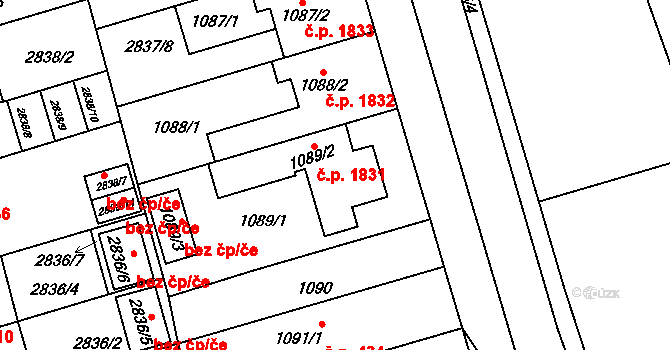 Holešov 1831 na parcele st. 1089/2 v KÚ Holešov, Katastrální mapa