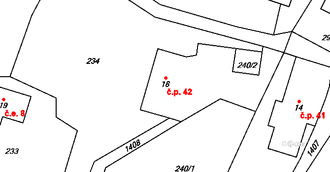 Třemešek 42, Oskava na parcele st. 18 v KÚ Třemešek, Katastrální mapa