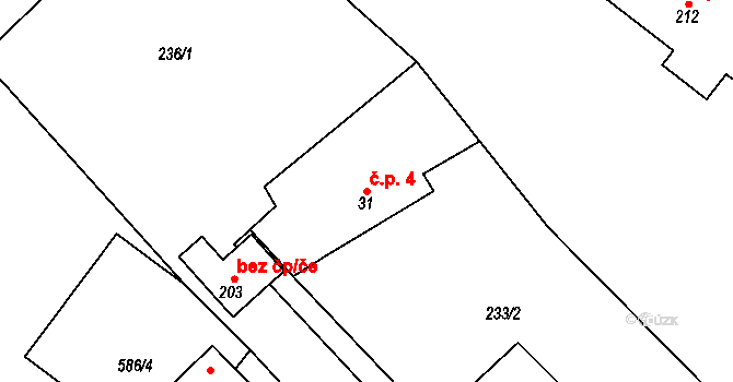 Hájov 4, Příbor na parcele st. 31 v KÚ Hájov, Katastrální mapa