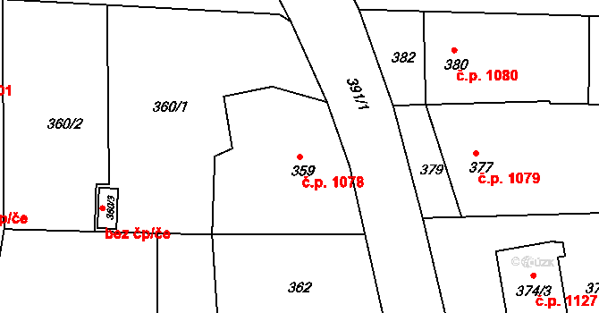 Příbor 1078 na parcele st. 359 v KÚ Klokočov u Příbora, Katastrální mapa