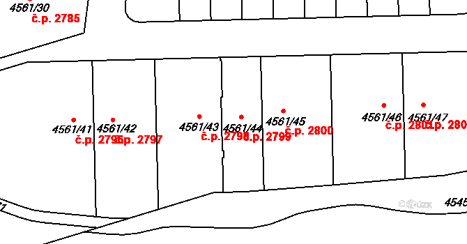 Dejvice 2799, Praha na parcele st. 4561/44 v KÚ Dejvice, Katastrální mapa