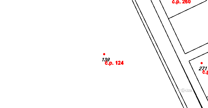 Katovice 124 na parcele st. 139 v KÚ Katovice, Katastrální mapa