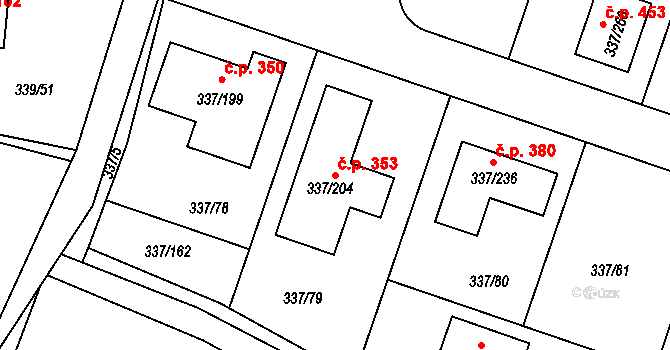 Levín 353, Králův Dvůr na parcele st. 337/204 v KÚ Levín u Berouna, Katastrální mapa