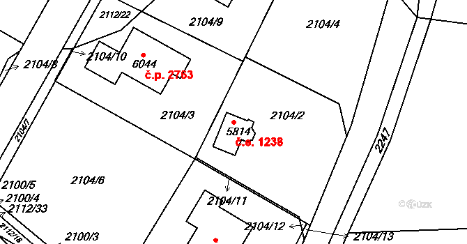 Rakovník II 1238, Rakovník na parcele st. 5814 v KÚ Rakovník, Katastrální mapa