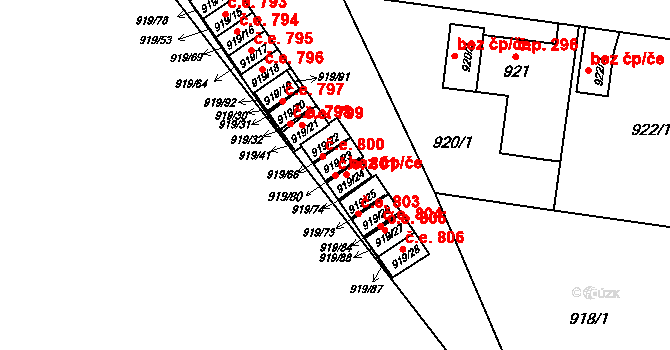 Pudlov 801, Bohumín na parcele st. 919/23 v KÚ Pudlov, Katastrální mapa